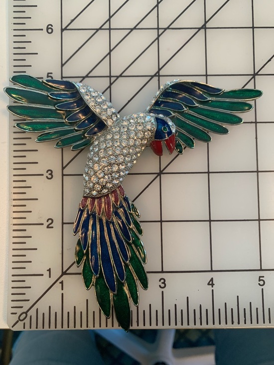 Jewelry - Vintage Parrot Brooch - Green Blue Multi-Color Accent